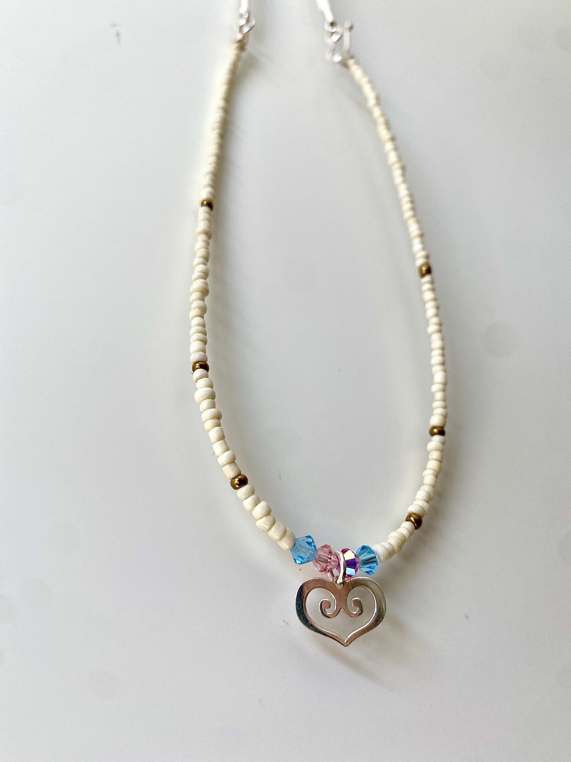 Collar hecho a mano con cristales Swarovski y colgante de corazón - 6