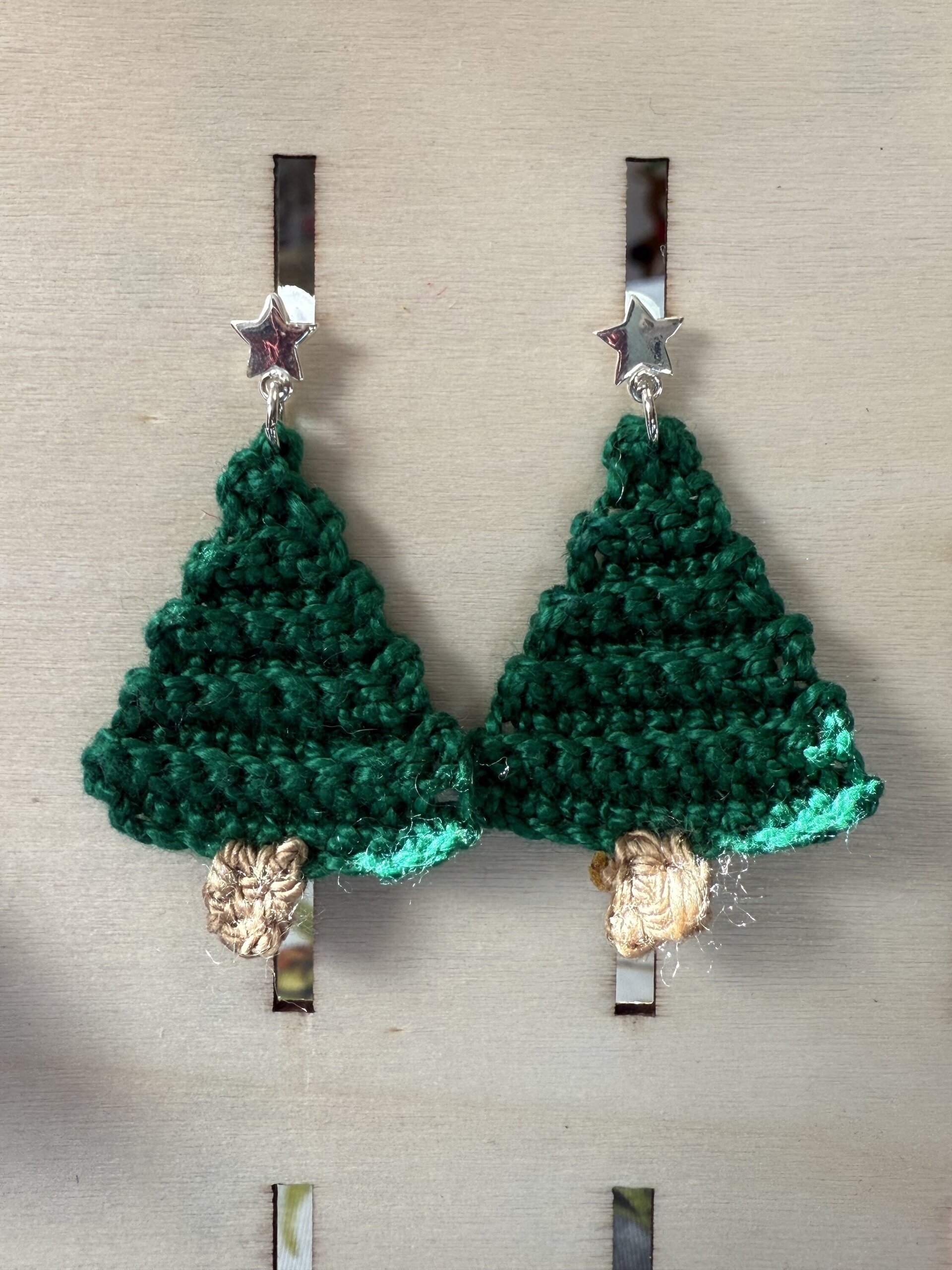Pendientes navideños de ganchillo con plata 925, piedra volcánica y circonitas | - 5