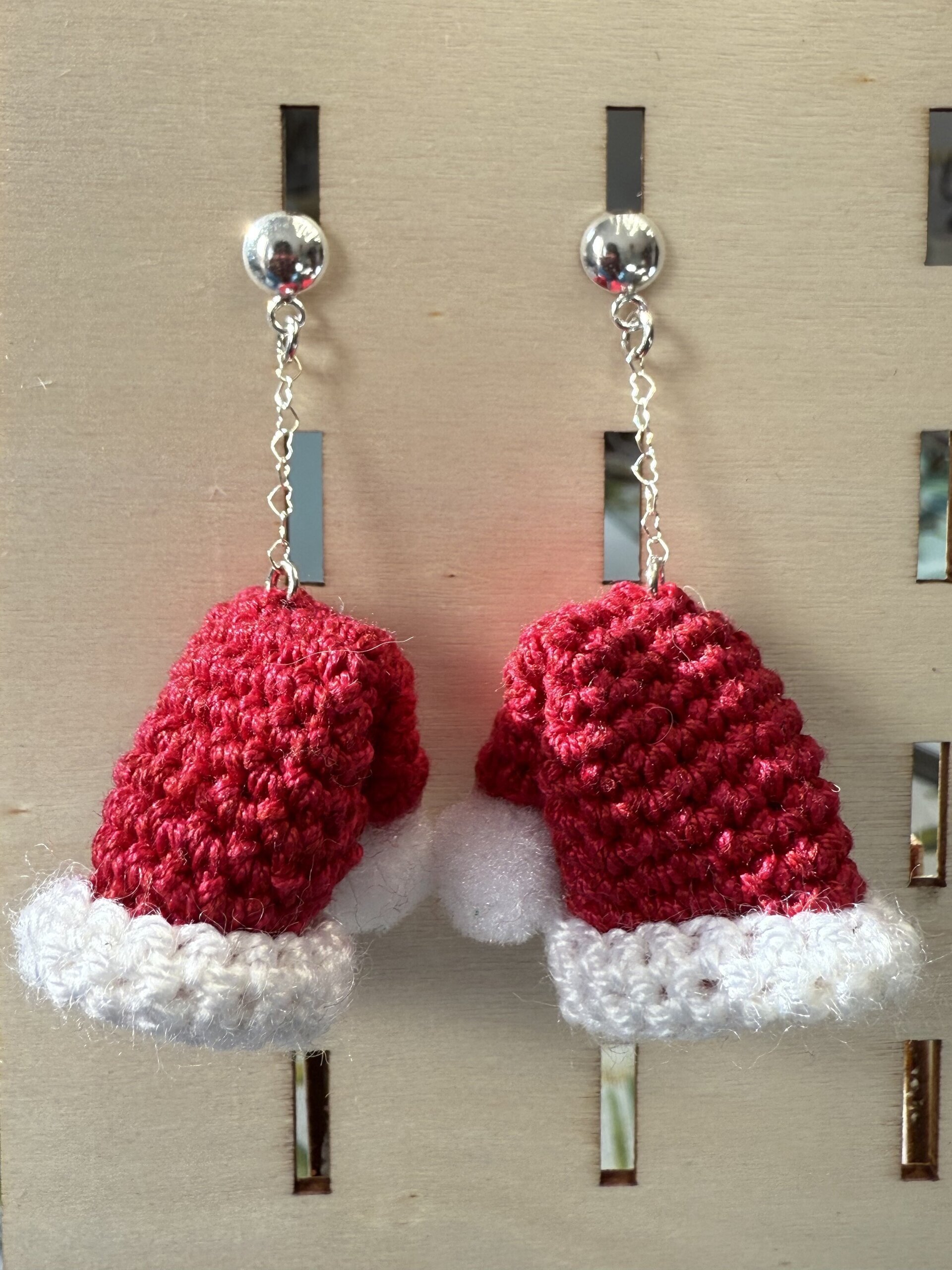 Pendientes navideños de ganchillo con plata 925, piedra volcánica y circonitas | - 4