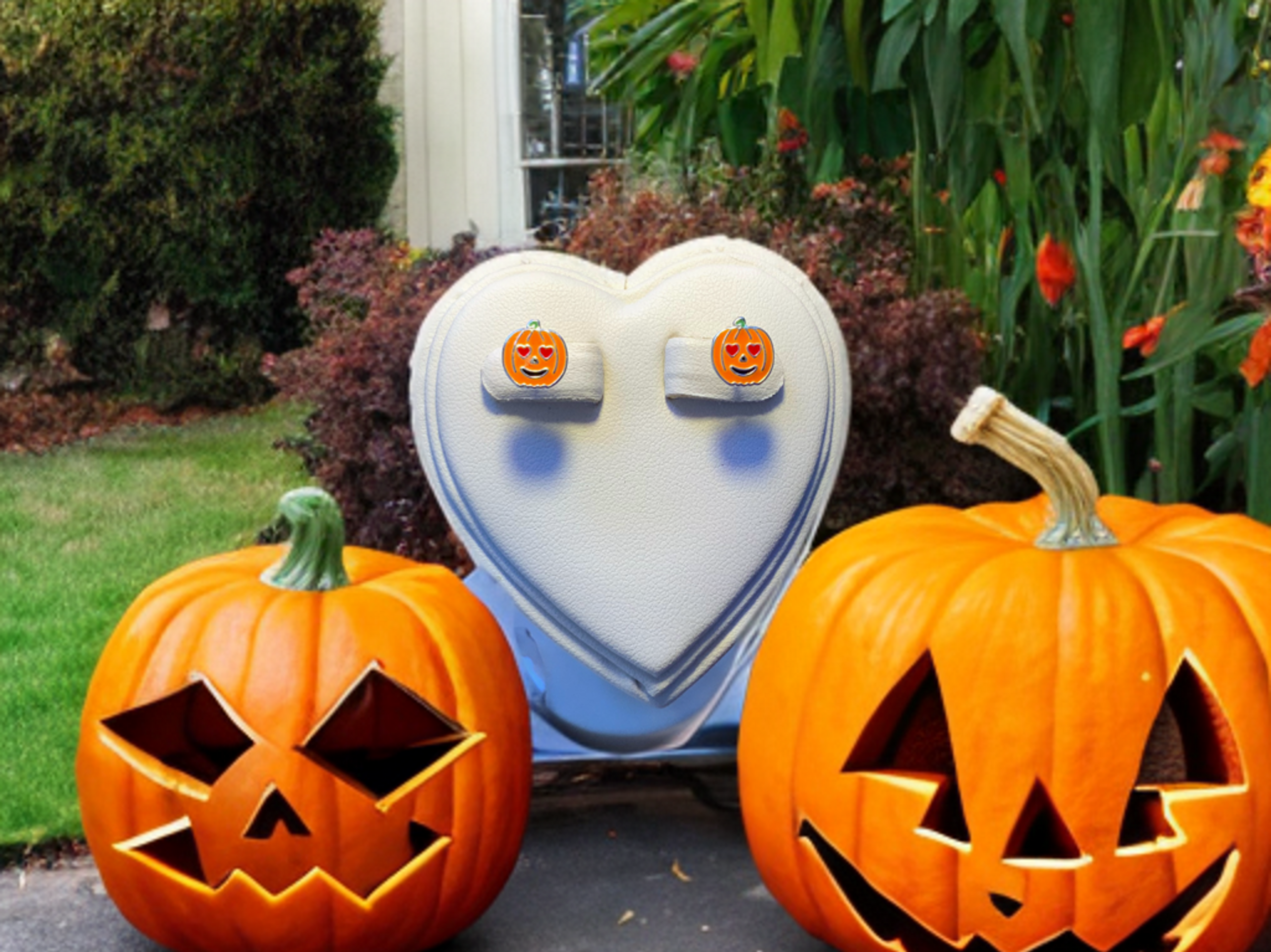 Pendientes de Calabaza con Ojos de Corazón - Joyería Hecha a Mano - 4