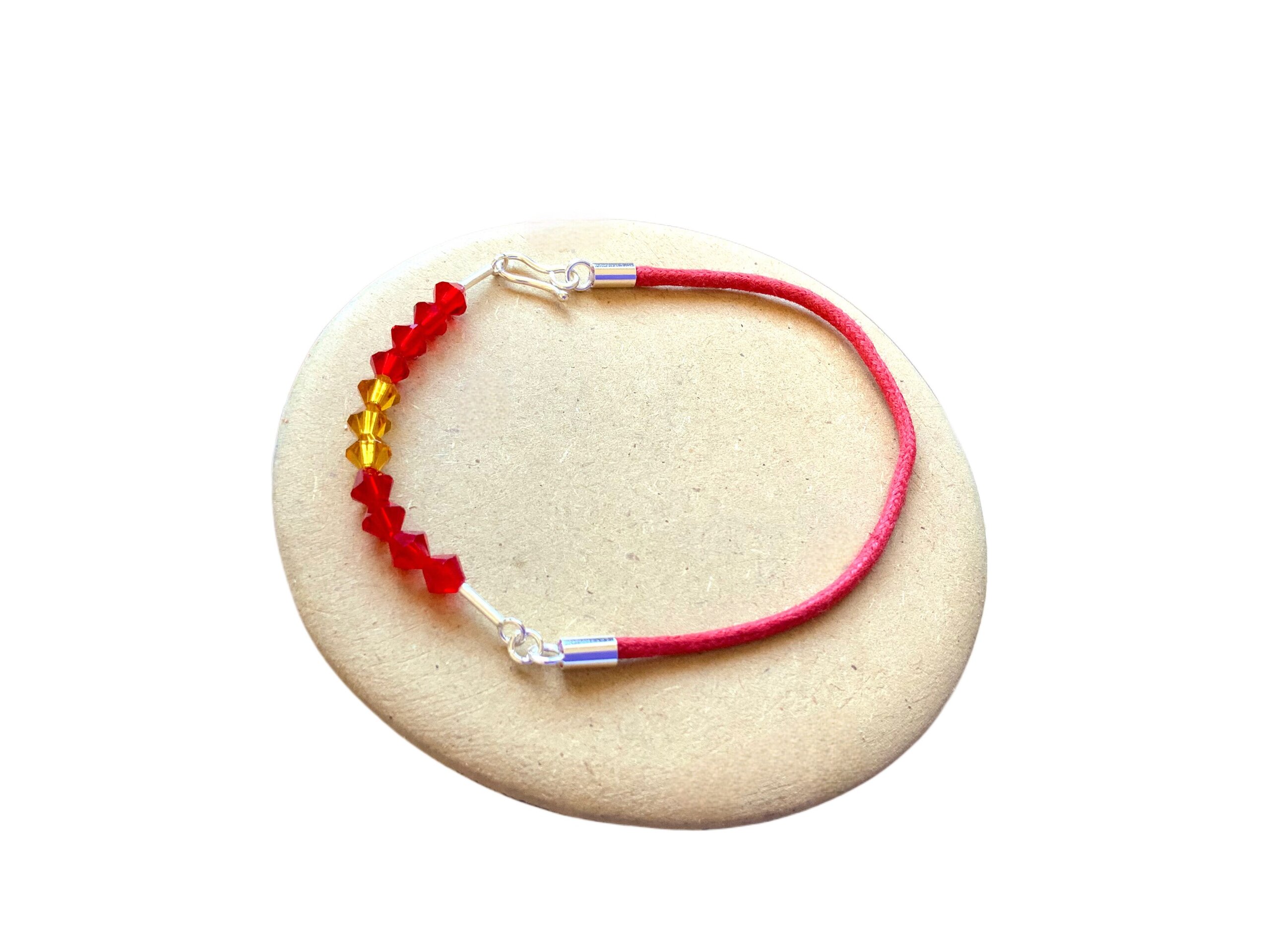Pulsera de Hilo de Algodón con Cristales Swarovski en Colores de España - 1