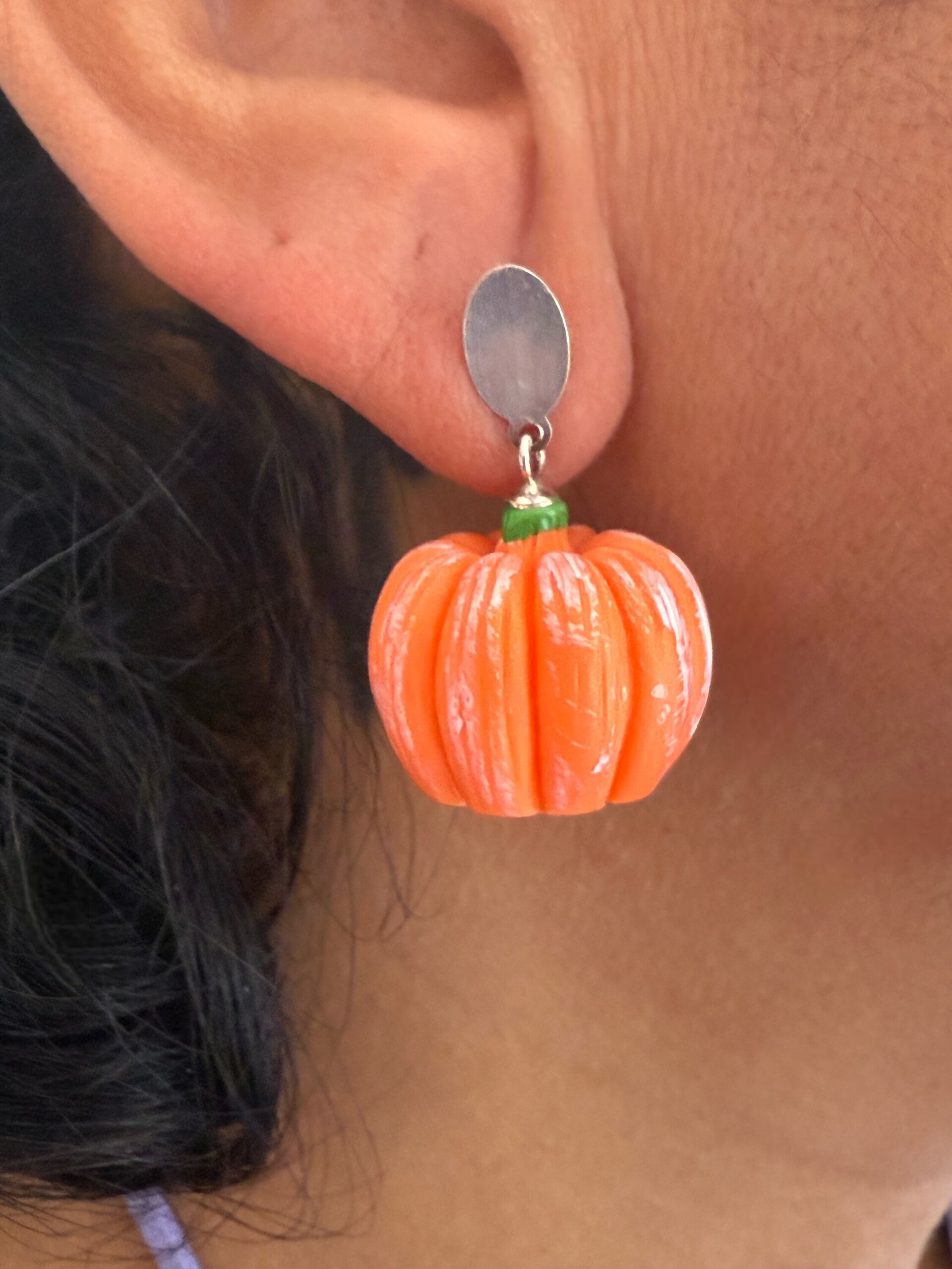 Pendientes de calabaza colgantes | Pieza única artesanal - 4