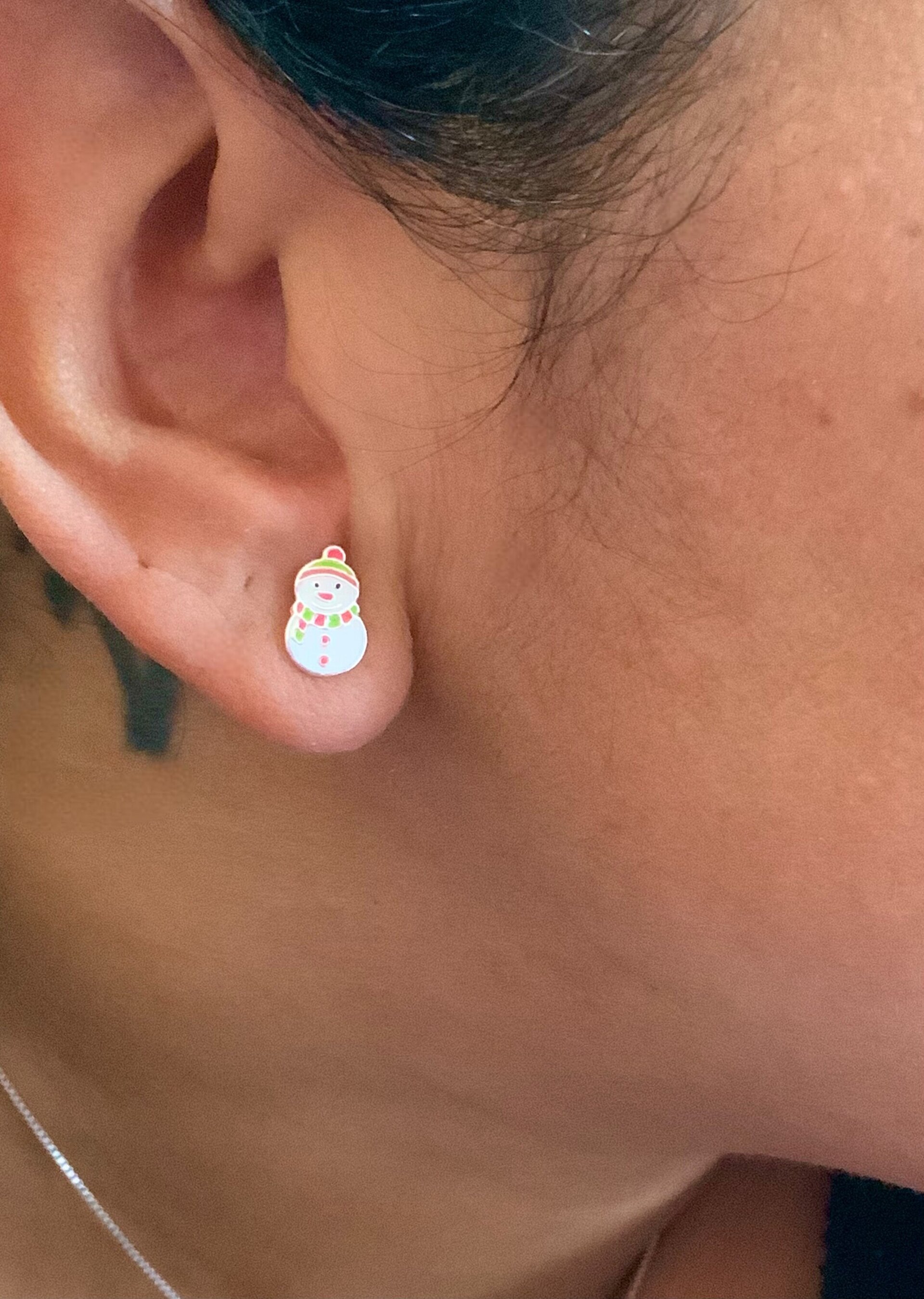 Pendientes Navideños de Muñeco de Nieve Esmaltados - 4