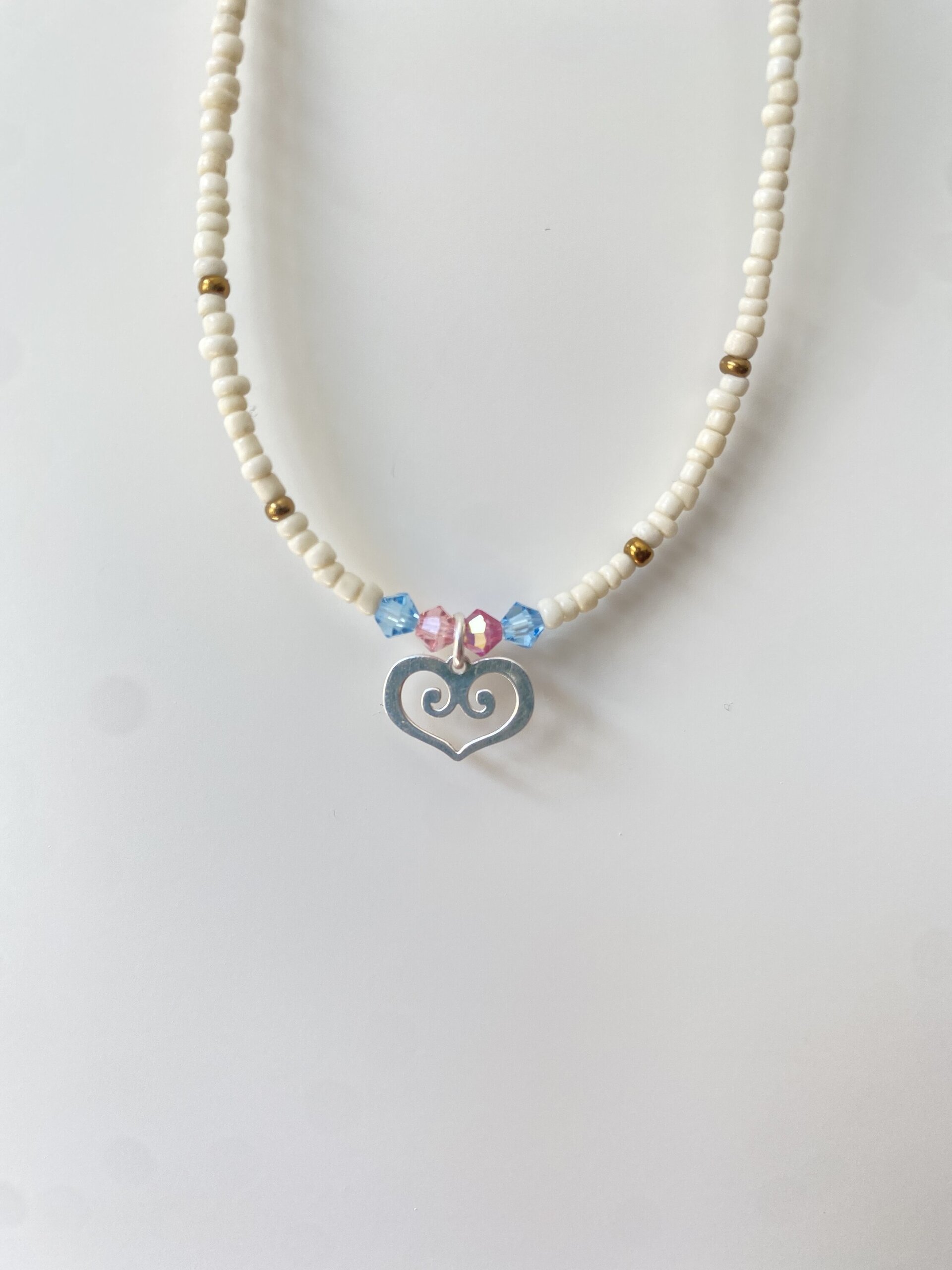 Collar hecho a mano con cristales Swarovski y colgante de corazón - 7