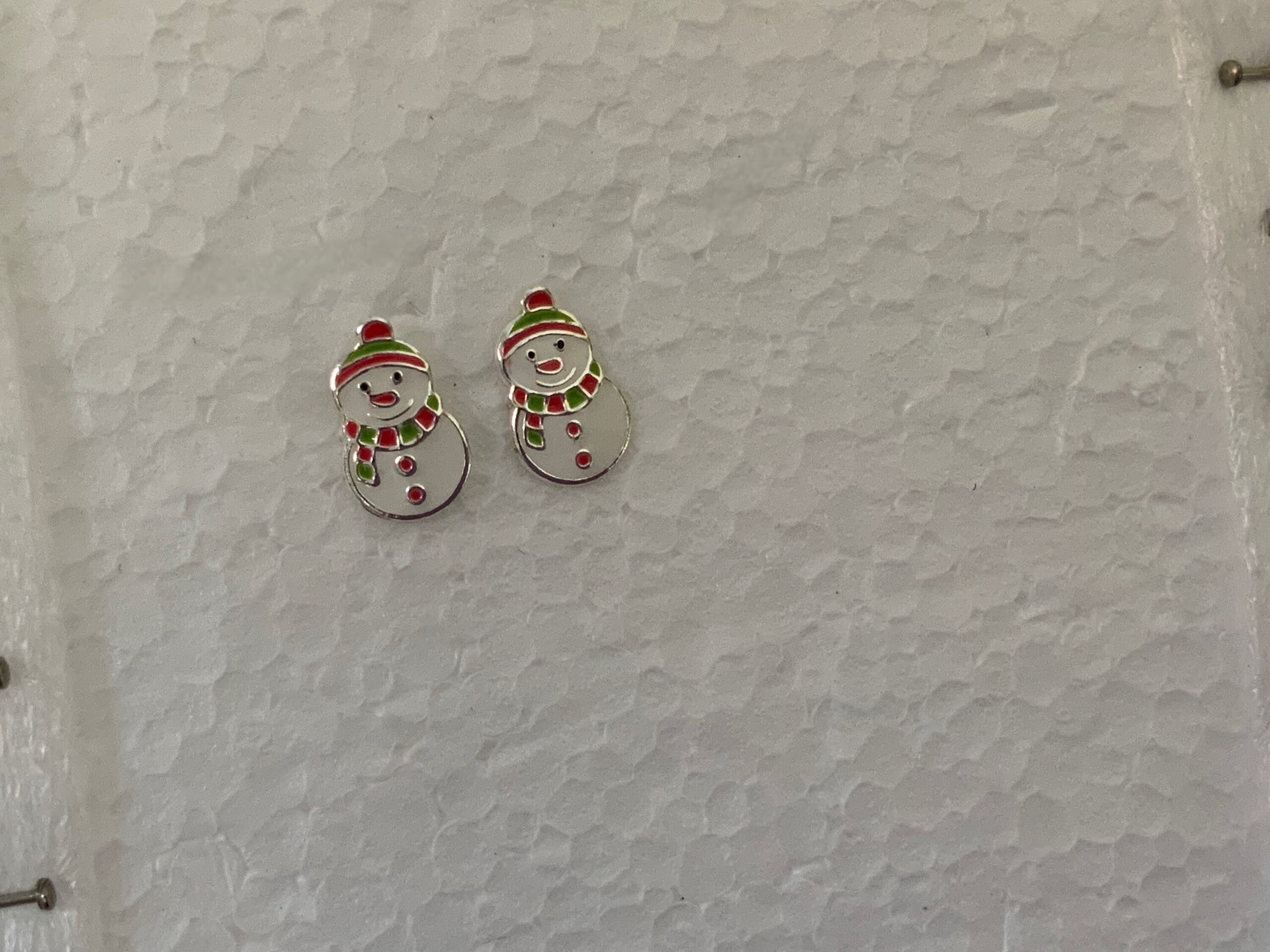 Pendientes Navideños de Muñeco de Nieve Esmaltados - 3