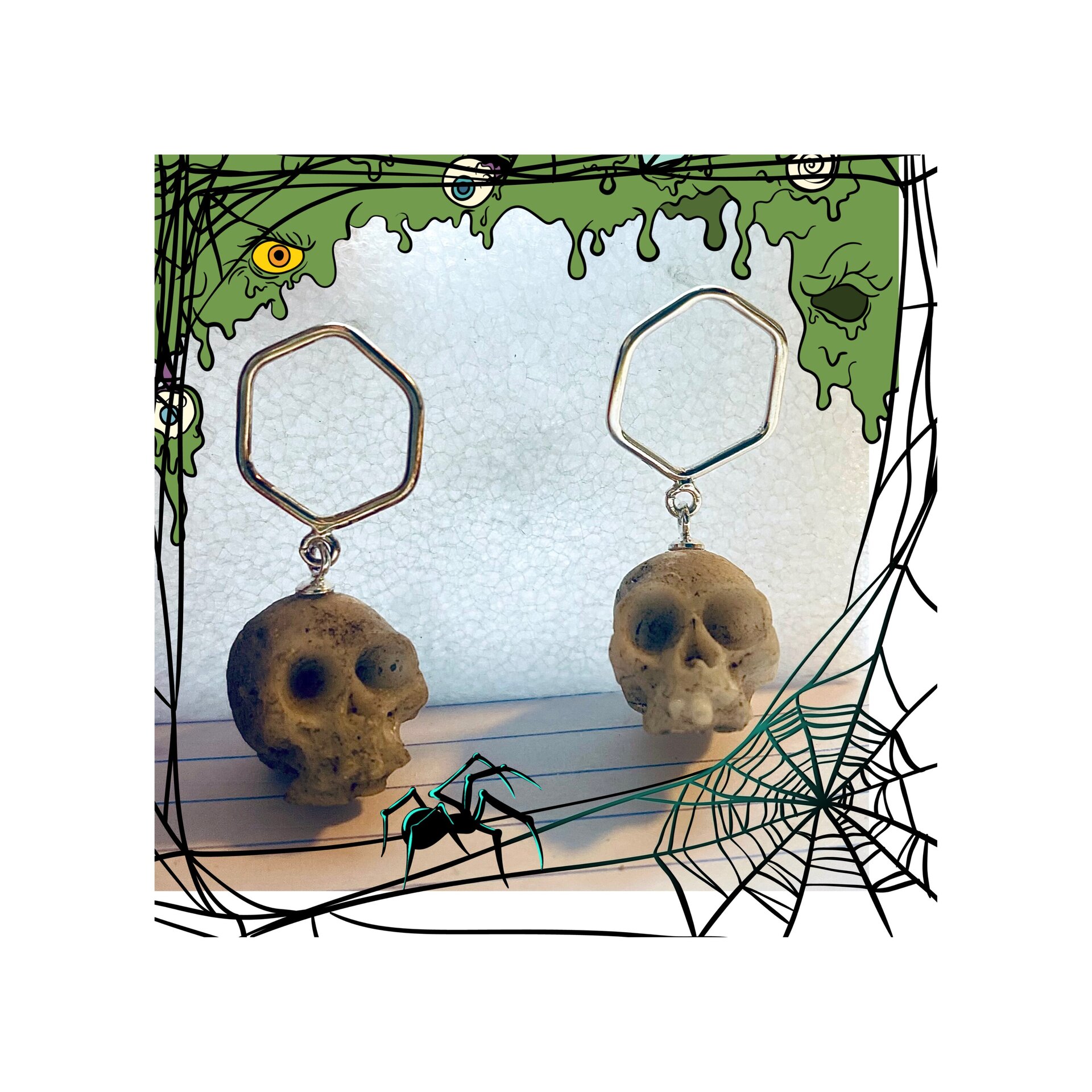 Pendientes de Calaveras para Halloween, estilo gótico…- Joyería Hecha a Mano - 3