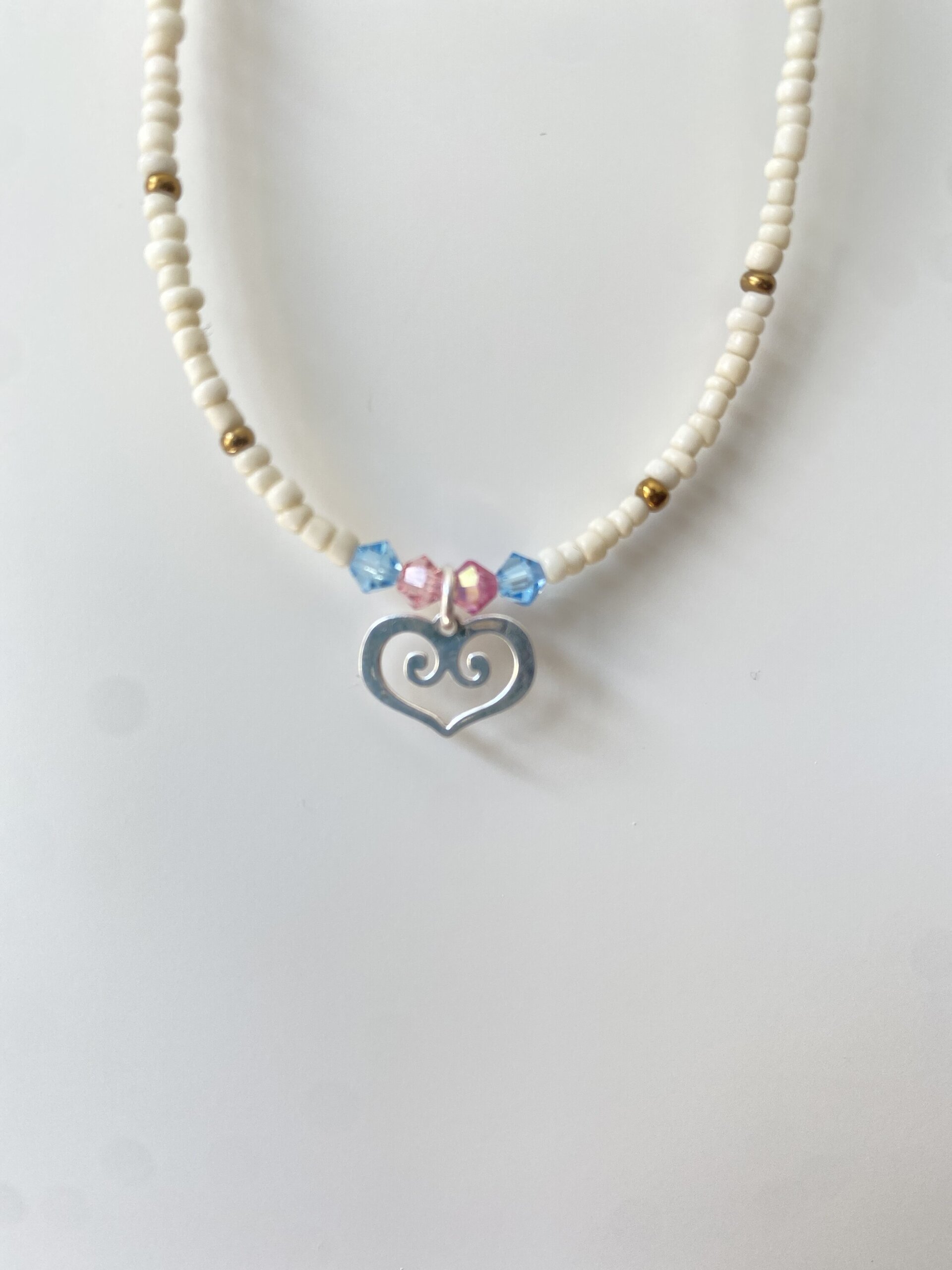 Collar hecho a mano con cristales Swarovski y colgante de corazón - 2
