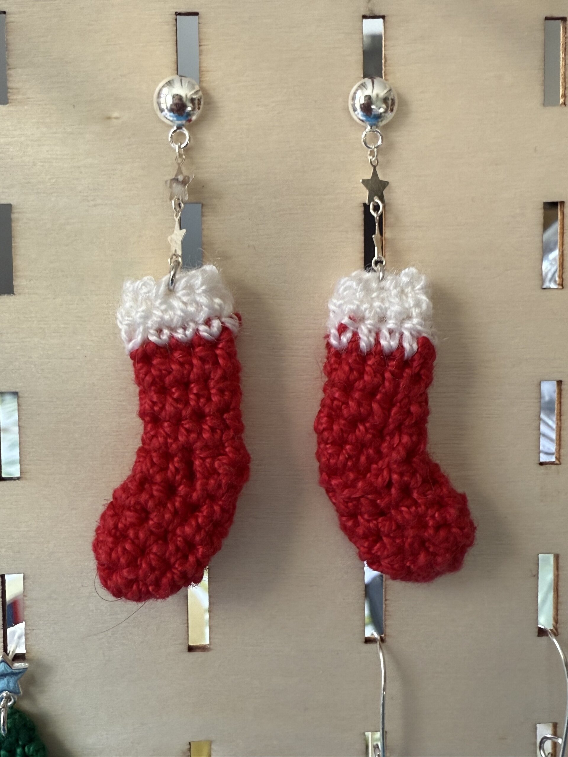 Pendientes navideños de ganchillo con plata 925, piedra volcánica y circonitas | - 9